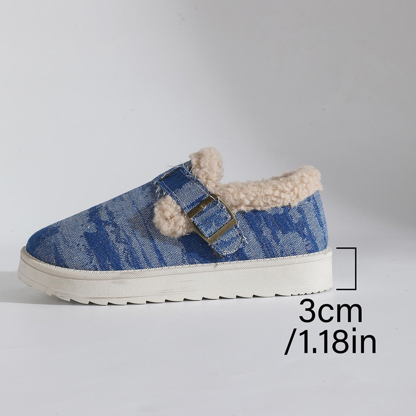 Denim Buckle Sheepskin Slippers™