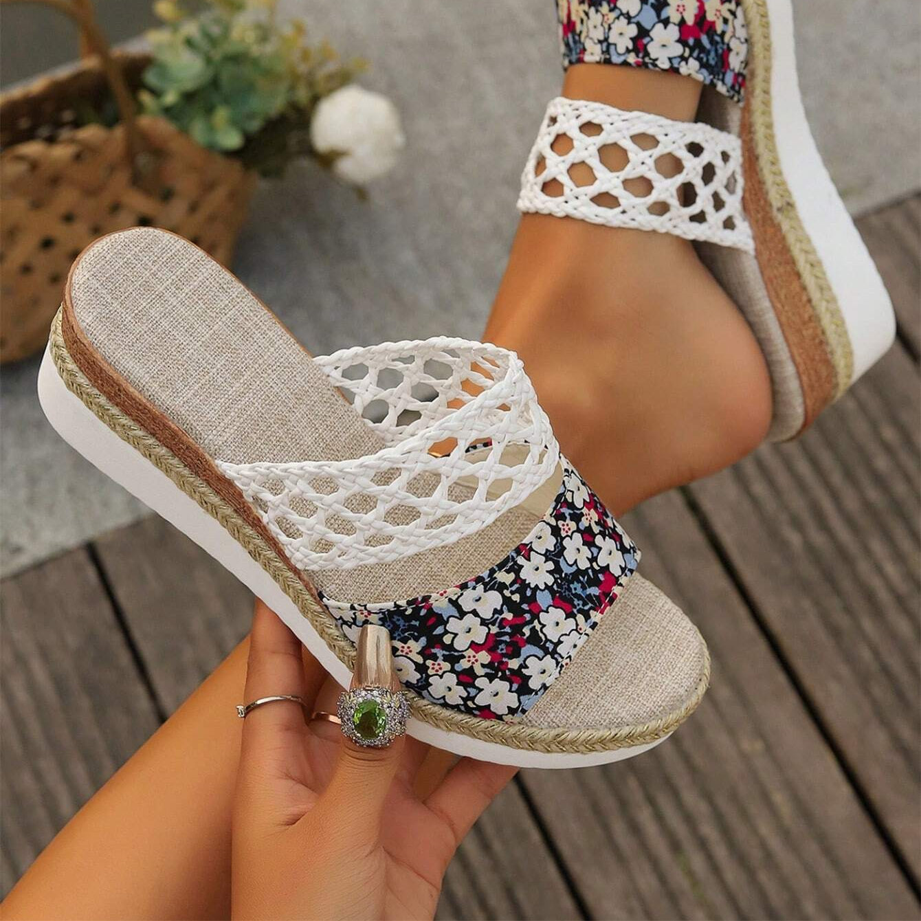 Straw Woven Wedge Sandals™