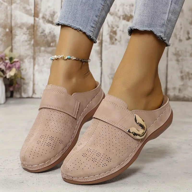 Golden Buckle Comfort Mules™