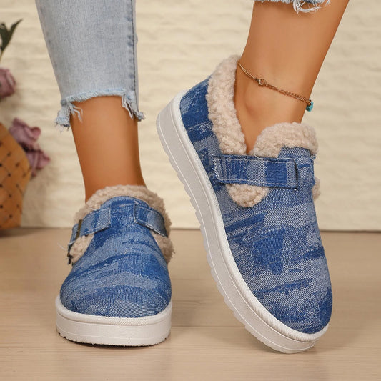 Denim Buckle Sheepskin Slippers™