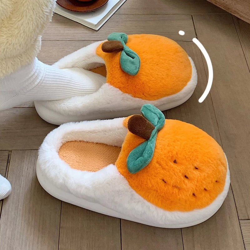 Orange Fluffy Fur Slippers™