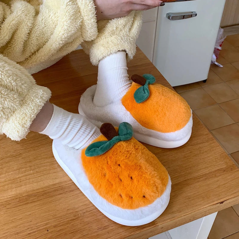 Orange Fluffy Fur Slippers™