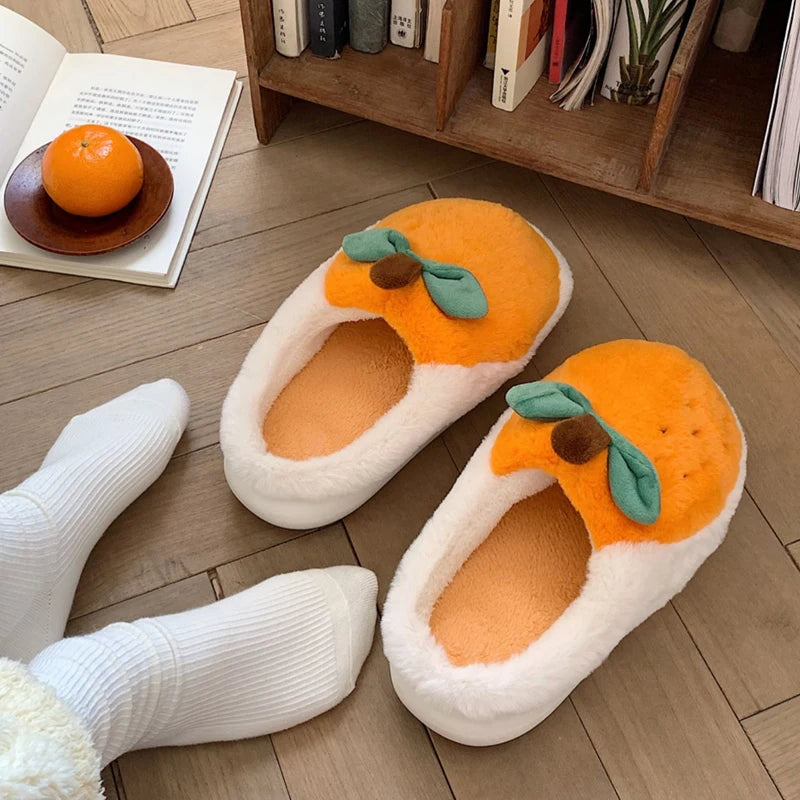 Orange Fluffy Fur Slippers™