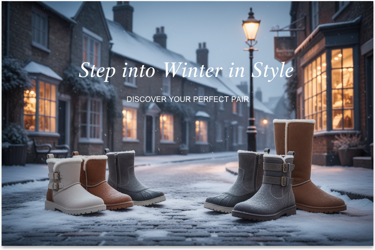 A winter home page image for the home page of my uk footware store with a statement 