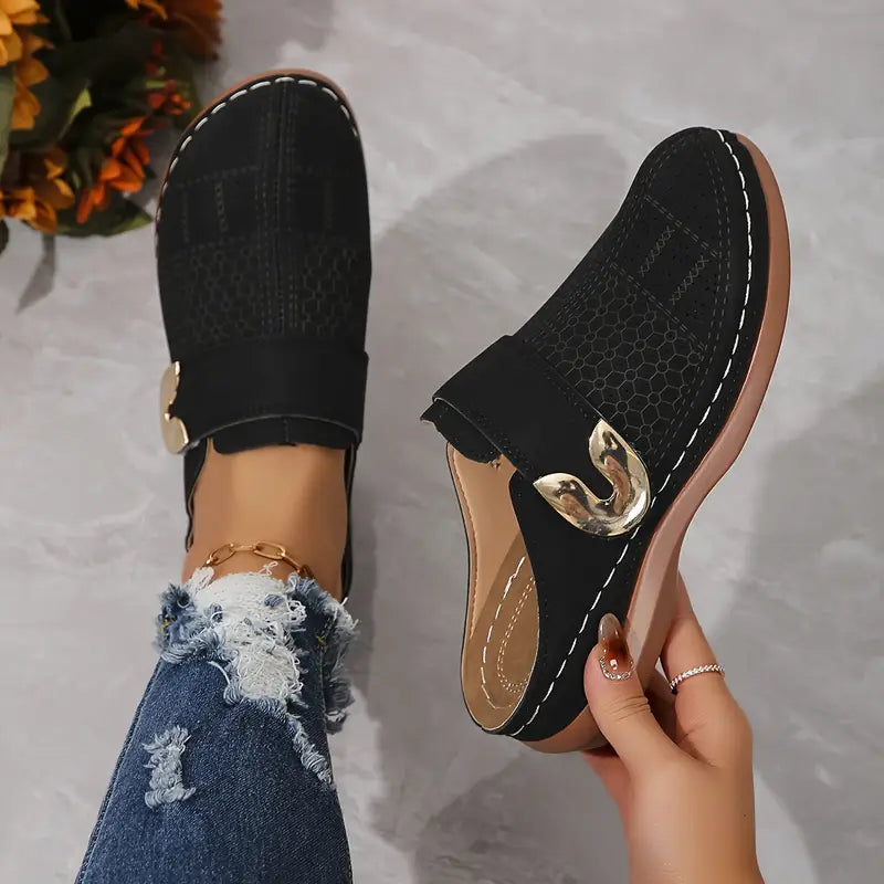Golden Buckle Comfort Mules™