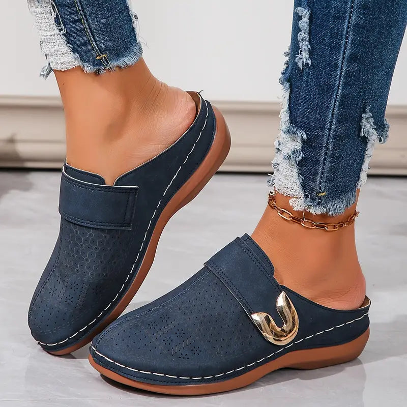 Golden Buckle Comfort Mules™