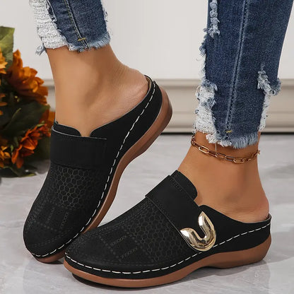 Golden Buckle Comfort Mules™